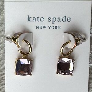 kate spade Gold Hoop Earrings with Lilac Crystal Drops